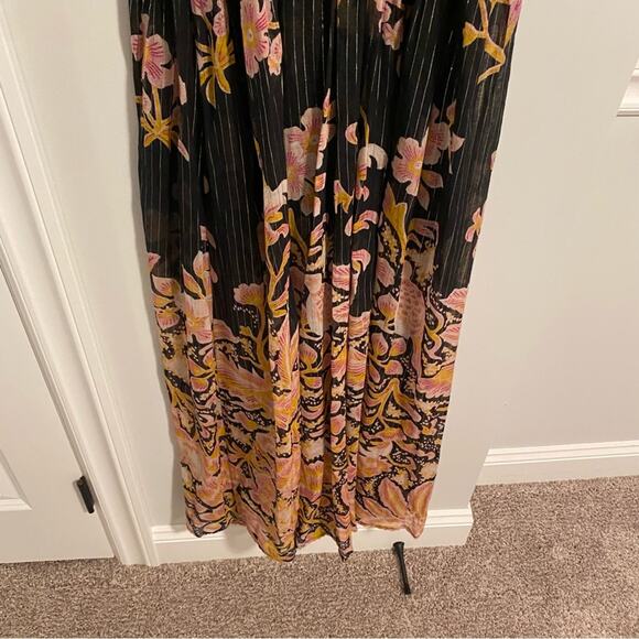 NWT Anthropologie Black Metallic Floral Sexy Maxi Dress Small - Picture 15 of 16